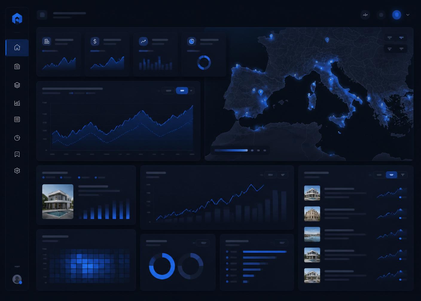 Pan-European real estate data platform dashboard mockup